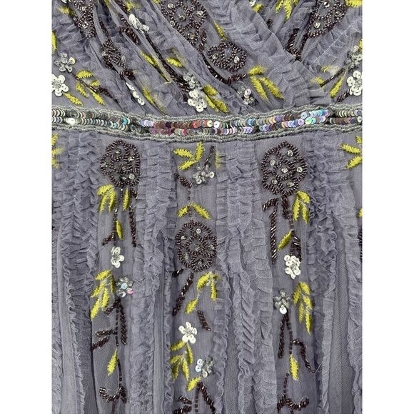 NWT $698 Mac Duggal [ 4 ] Long Sleeve‎ Embroidered Wrap Midi Dress Lilac G1710 - Picture 13 of 16